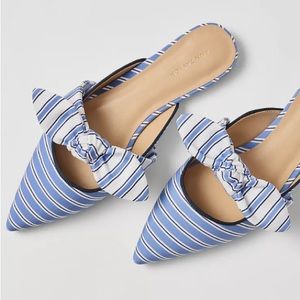 Ann Taylor Womens Striped Pointed Toe Mule Flats -Cute & Classy - NEW Size 9